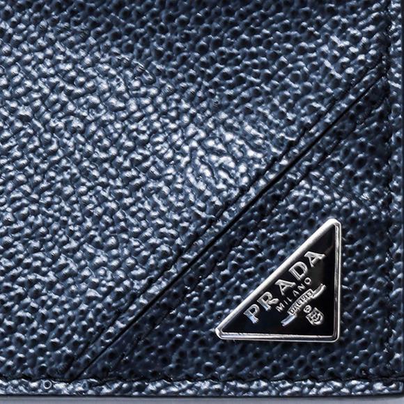 Prada Vitello Micro Grain Navy Triangle Logo Cardholder - Picture 4 of 7